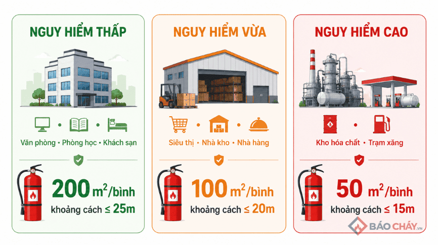 Nguyên tắc cơ bản khi tính số lượng bình chữa cháy