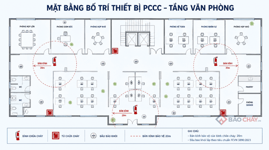 Quy định số lượng thiết bị PCCC văn phòng theo diện tích