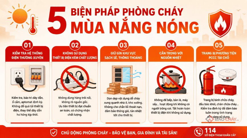 Biện pháp phòng cháy mùa nắng nóng cho doanh nghiệp, cơ sở sản xuất
