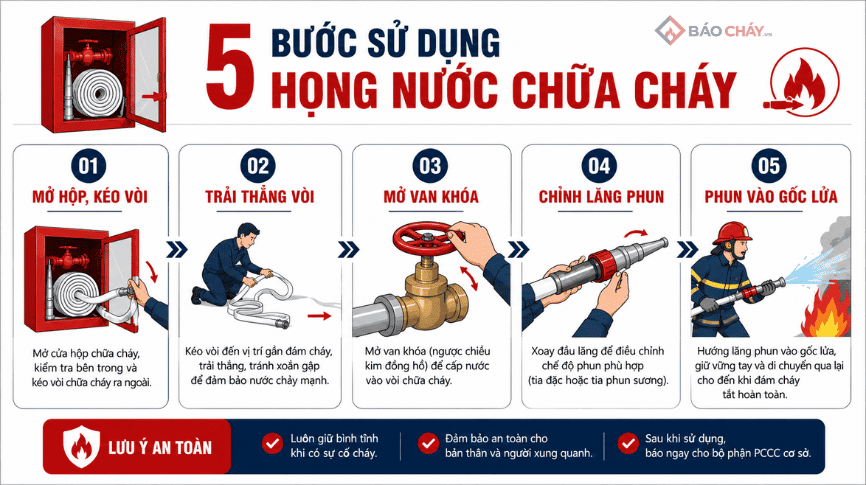 Cách sử dụng họng nước chữa cháy khi có sự cố
