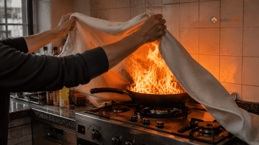 Cách xử lý đúng khi xảy ra cháy dầu mỡ tại bếp