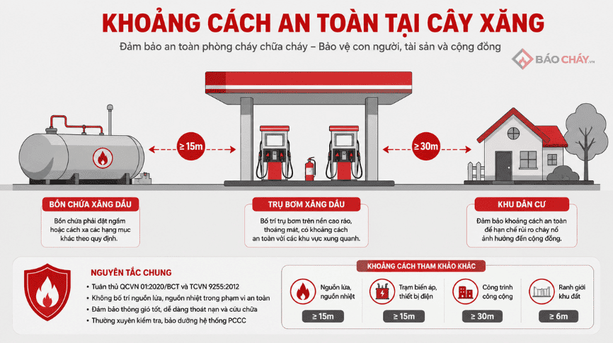 Khoảng cách an toàn tại cây xăng