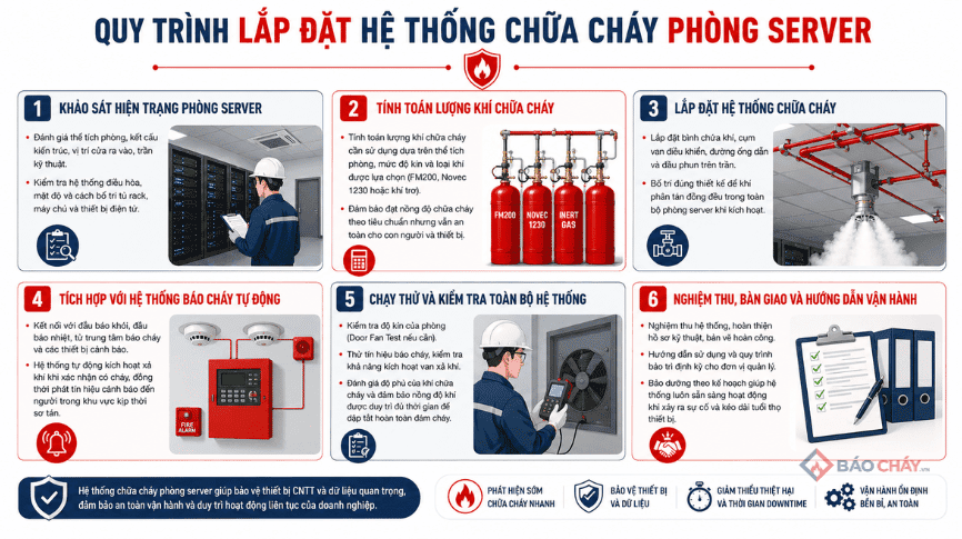 Quy trình lắp đặt hệ thống chữa cháy phòng server