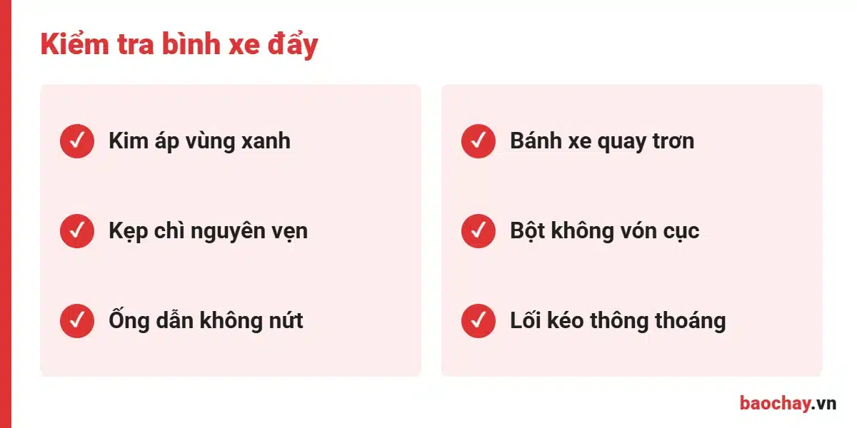 Checklist bảo dưỡng bình chữa cháy xe đẩy 35kg ABC